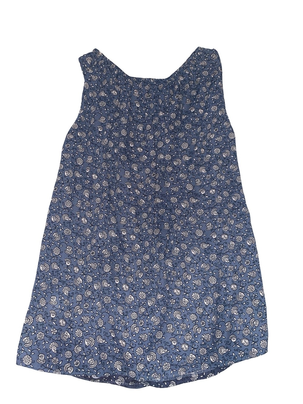 LOFT Navy Blue Floral Elastic Waist Sundress